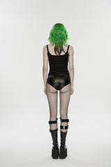 Black High Waisted Studded Women's Punk hot Shorts - Product - 2