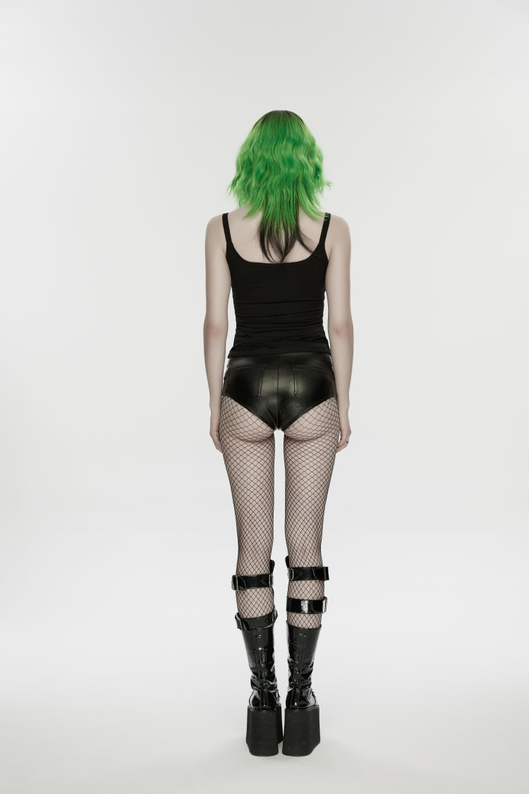 Black High Waisted Studded Women's Punk hot Shorts - Product - 2