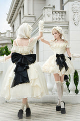 Ivory [Moonlight Variations] Sleeveless Ruffle Lace-Up Sweet Lolita Jsk Short Dress - Product - 12