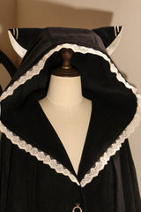 Black [Clock of Reincarnation Cycles] Cat Ears Magic Hooded Sweet Lolita Coat Cloak - Product - 8