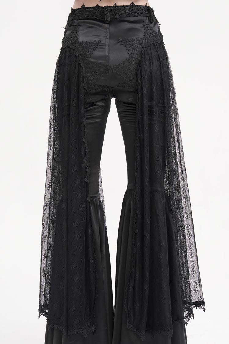 Black Crochet Lace Mesh Women's Gothic Pants - Product - 10
