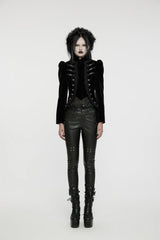 Black Stand Collar Long Sleeves Women's Gothic Swallowtail Coat - Product - 6