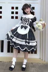 Green [Gingham Petal Bunny] Short Sleeves Printed Ruffled Bow Sweet Lolita OP Dress - Product - 6