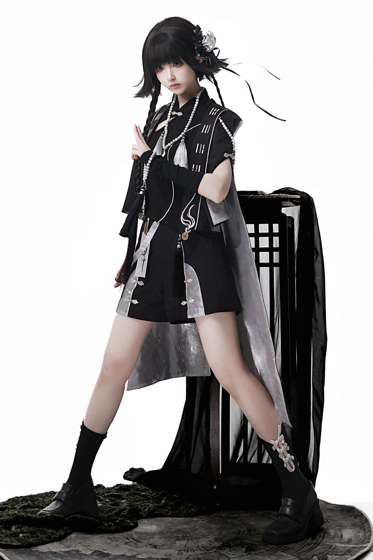 Black [The Strange End of the Immortal Sect] Sleeveless Chinese Style Ouji Lolita Set - Product - 11