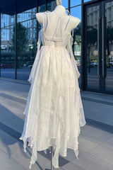 White Moonlight Chiffon Backless Bowknot Asymmetric Sweet Lolita Jsk Dress - Product - 3