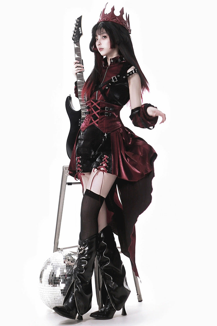 Black/Red [Chief Assassin] Lace-Up Gothic Ouji Lolita Set - Product - 10