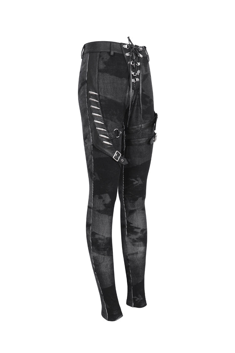 Black High Waisted Print Women's Punk Pants - Product - 7