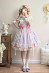 Purple [Sakura’s Spring Resonance] Sleeveless Ruffled Bow Sweet Lolita Jsk Dress (Short Version) - Product - 2