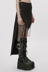 Black Jacquard Butterfly Embroidery Lace Irregular Women's Steampunk Skirt - Product - 2
