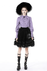 Purple Star Collar Long Puff Sleeves Women's Gothic Witch Blouse - Product - 5
