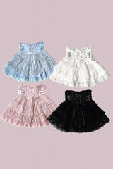 [Rose Palpitations] High Waisted Ruffle Lace Sweet Jirai Kei Skirt 4 Colors - Product - 3