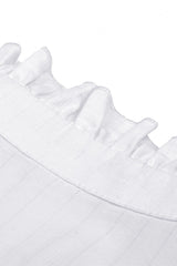 White Short Puff Sleeves Ruffled Neckline Lace Lace-Up Women's Gothic Blouse - Product - 15