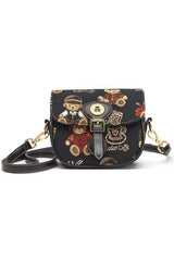 Cartoon Bear Print Sweet Lolita Crossbody Bag 3 Colors - Black - 1