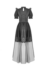 Black Short Puff Sleeves High/low Multi-Layered Women's Gothic Chiffon Dress Wedding Dress - Product - 11