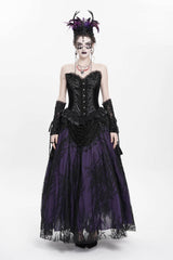 Black/Purple Floral Embroidered Beaded Women's Gothic Long Skirt - Product - 7