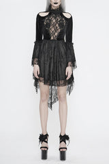 Black Chest Embroidered Beaded Off Shoulder Womens Gothic Dress - Black - 1