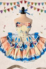 Multi-Color [Candy Paper Ribbon × Sleepy Bunny Doll Shop] Sleeveless Multi-Layered Ruffled Bow Lace-Up Sweet Ballet Lolita Dress - Multi-Color - 1