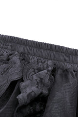 Black Multi-Layered Ruffled Lace Irregular Women's Gothic Swallow Tail Skirt - Product - 12