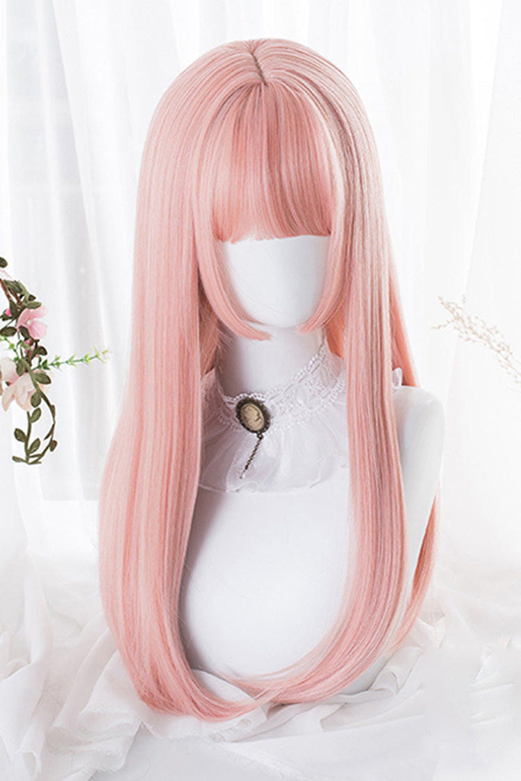 Pink Hime Cut Long Straight Hair Sweet Lolita Wig - Pink - 1