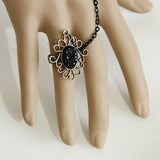 Black Retro Christmas Festive Lace Edge Pearl Wishing Female Gothic Lolita Ring Bracelet - Product - 3