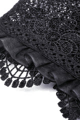 Black Ruffled Floral Embroidered Lace-Up Women's Gothic Corset - Product - 17