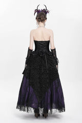 Black Sleeveless Beaded Lace Lace-Up Women's Gothic Overbust Corset - Product - 7