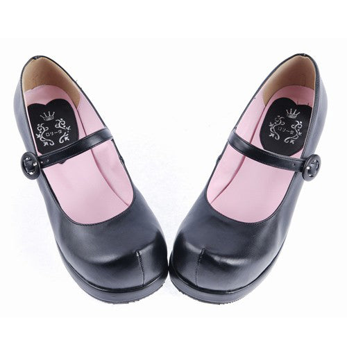 Black Simplicity Strap Platform Classic Lolita Shoes - Product - 3