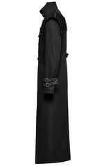 Black Stand Collar Slim Detachable Shoulder Pad Men's Gothic Coat - Product - 7