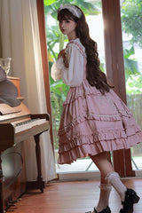 Pink Pastoral Style Double-Layered Ruffle Embroidery Sweet Lolita Jsk Dress - Product - 3