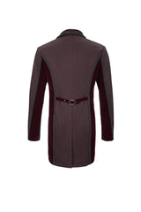 Red Front Floral Webbing Metal Retro Button Weft Velveteen Men's Gothic Tailcoat - Product - 8