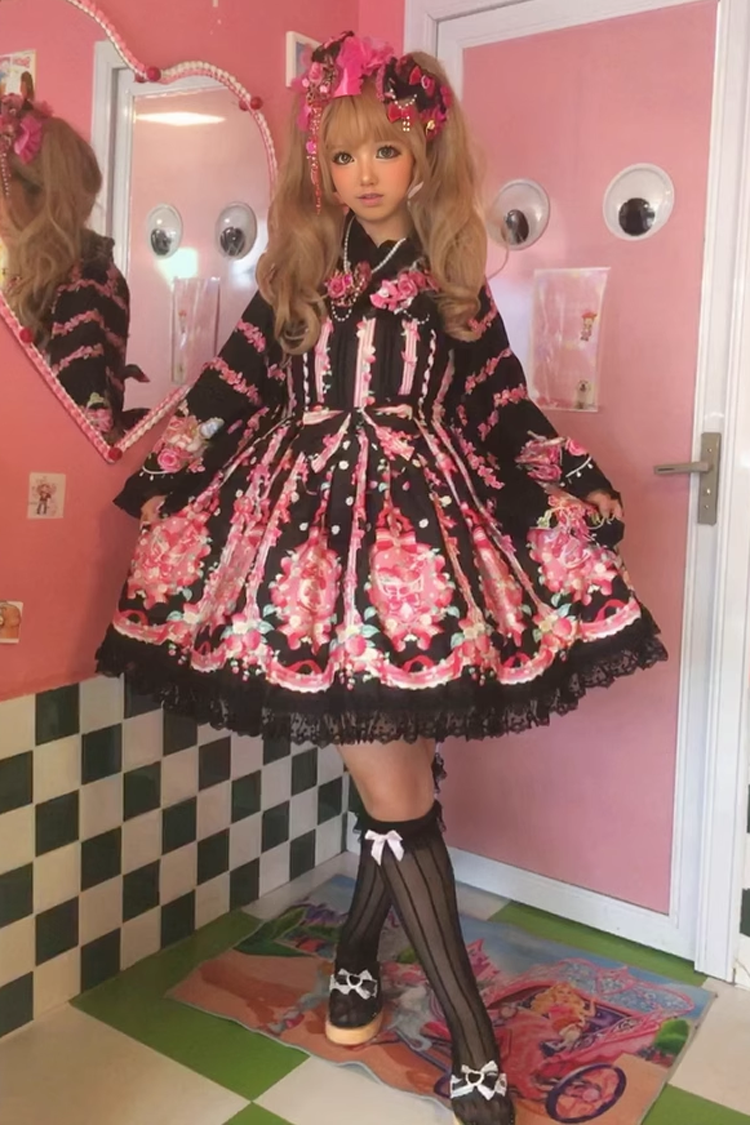 [Strawberry Chef] Sleeveless Print Bowknot Lace Sweet Lolita Jsk Dress 4 Colors - Product - 9