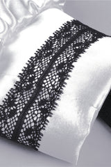 White Lapel Collar Long Sleeves Lace Lace-Up Zippered Women's Asceticism Dark JK Dress - Product - 14