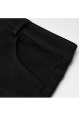 Black Metal Slant Buckle Loop Decoration Irregular Hem Denim Women's Punk Skirt - Product - 7