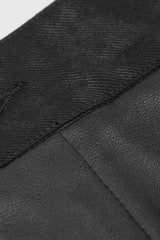 Black Patchwork Asymmetric Rivet Studded Punk Leather Mens Pants - Product - 6
