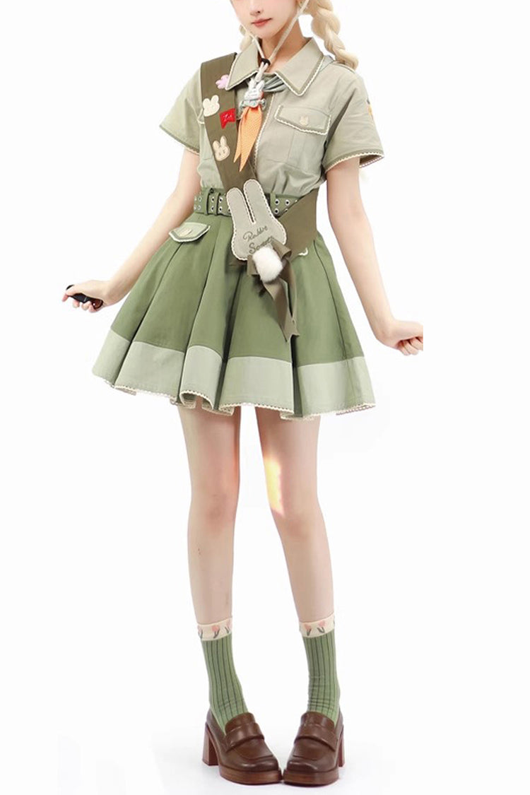 Green Bunny's Spring Journey Ouji Lolita Skirt - Green - 1