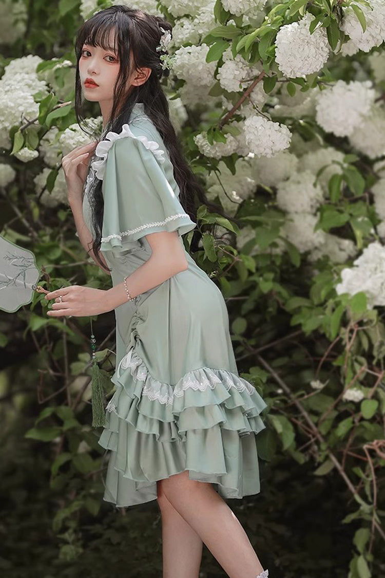 Green Han Element Chinese Style Cheongsam Sweet Lolita Dress - Product - 3