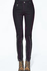 Black Distressed Right Side Detachable Bag Women's Punk Pants - Product - 4