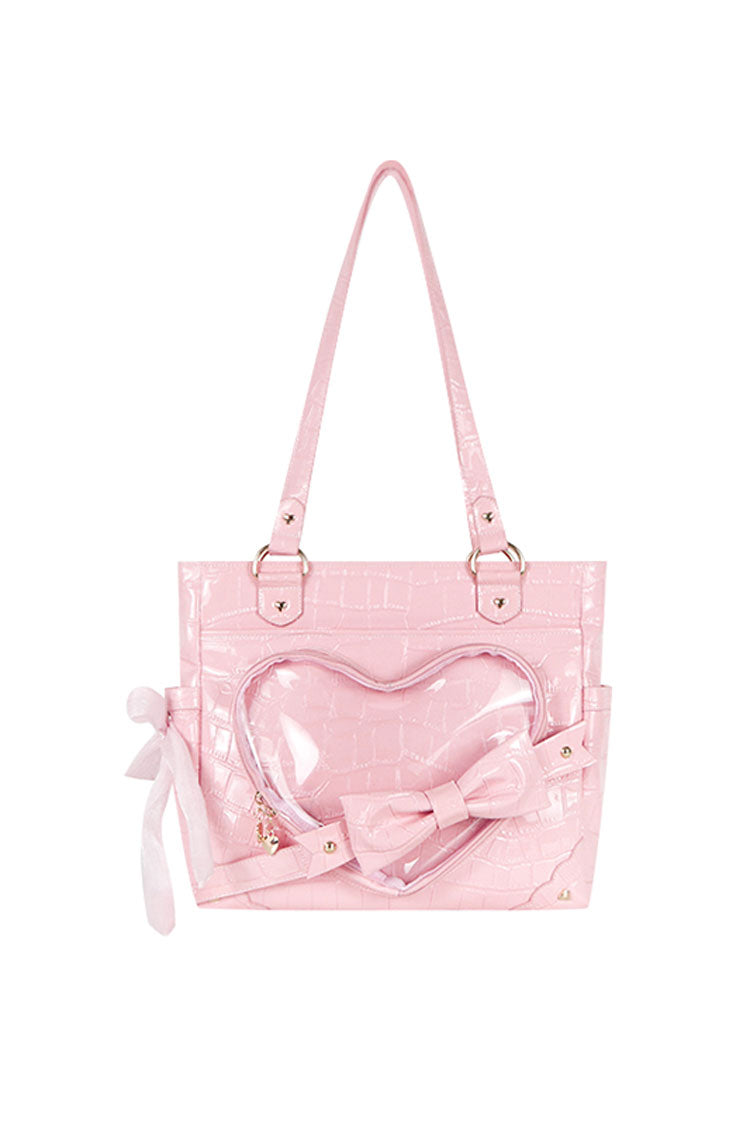 Floating Amber Transparent Love Bowknot Sweet Elegant Lolita Shoulder Bag 4 Colors - Pink - 2