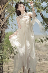 Ivory [Wanderer's Song] Bowknot Irregular Hem Sweet Lolita Jsk Dress - Product - 4