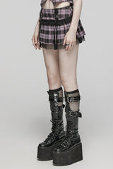 Plaid Print Stitching Mesh Women's Steampunk Skirt 2 Colors - Product - 10