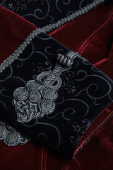 Red Embroidery Swallowtail Hem Mens Gothic Victorian Coat - Product - 8