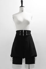 Black [Ash] Lapel Collar Long Sleeves Ruffled Bow Classic Vintage Elegant Prince Ouji Lolita Blouse Shorts Vest Set - Shorts(Only) - 13