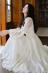 Ivory French Style Square Collar Long Sleeves Lace Classic Palace Lolita Dress - Product - 9