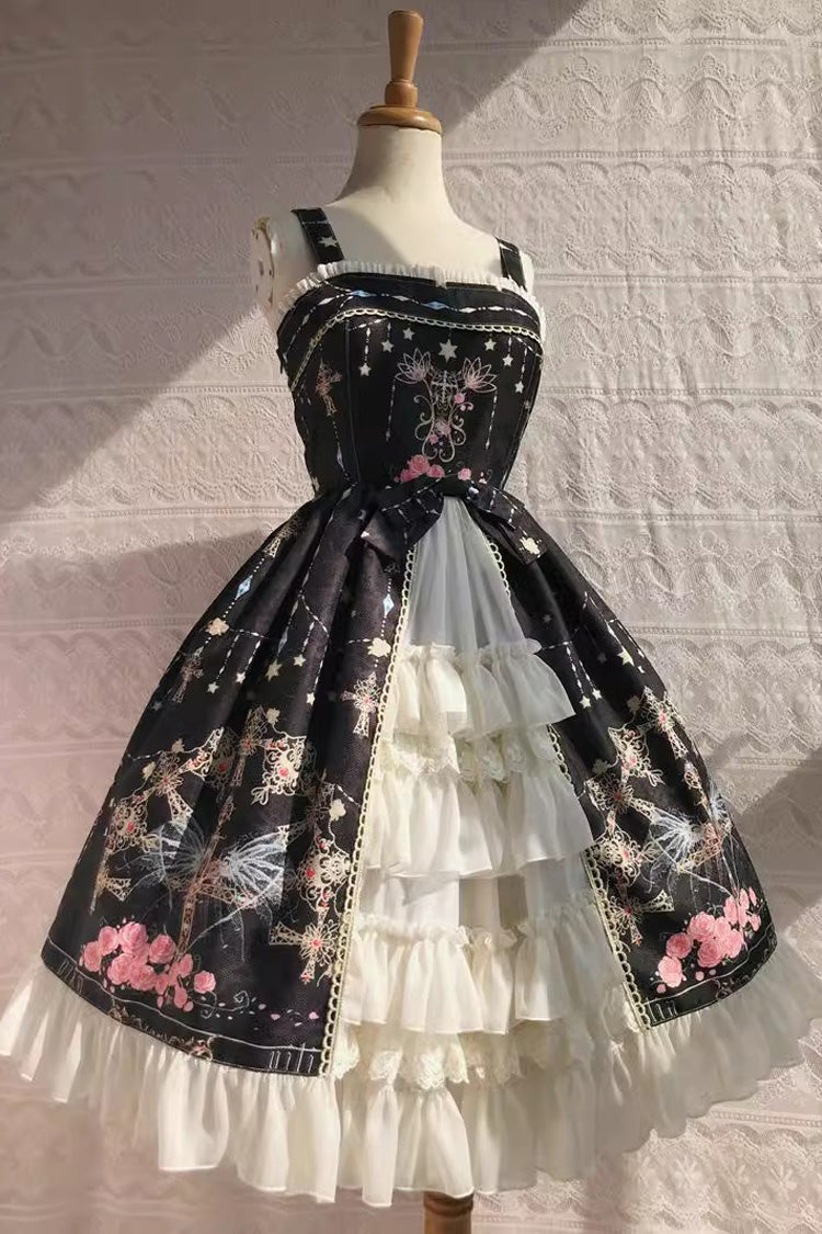 Peacock Cross Print Ruffle Cardigan Bowknot Sweet Lolita Jsk Dress 4 Colors - Product - 14