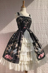 Peacock Cross Print Ruffle Cardigan Bowknot Sweet Lolita Jsk Dress 4 Colors - Product - 14