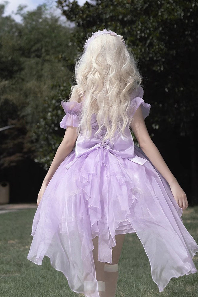 Purple Fantasy Music Box Ruffle Bowknot Lace Ballet Sweet Elegant Lolita Dress - Product - 3