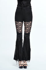 Black Punk Sexy Broken Holes Slim Fit Flared Womens Pants - Product - 3