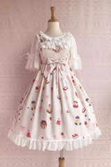 Strawberry Fruit Dessert Print Ruffle Bowknot Lace Sweet Lolita Jsk Dress 5 Colors - Product - 3