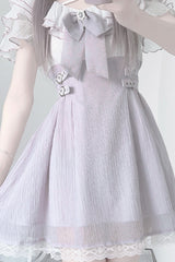 Purple Short Sleeves Ruffle Bowknot Lace Jirai Kei Japanese Dress - Product - 4