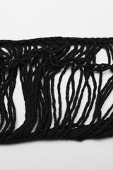 Black Long Sleeves Hollow Sheer Ripped Women's Steampunk Knitted Sweater - Product - 6